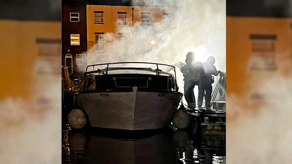 Firefighters tackle boat fire in Bristol docks