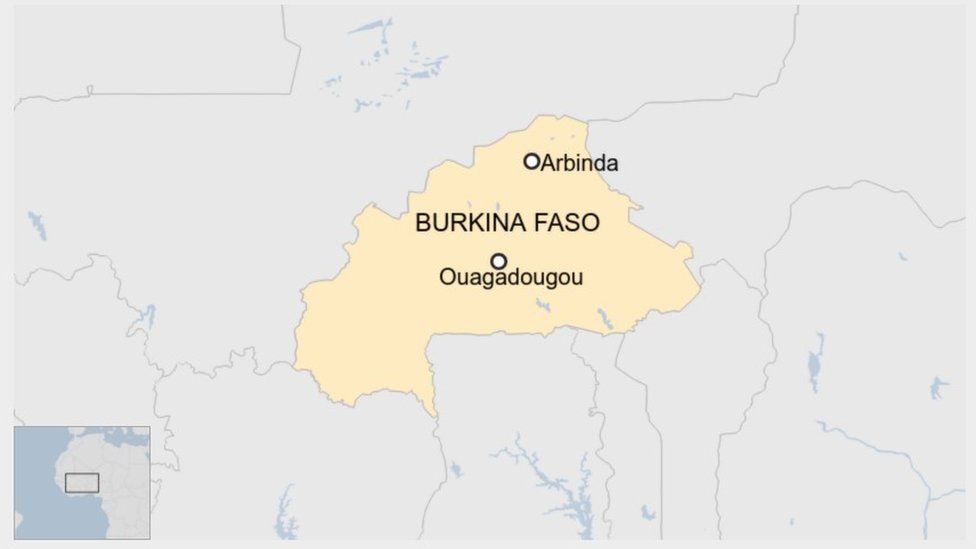 Карта Буркина-Фасо с изображением Уагадугу и Арбинды