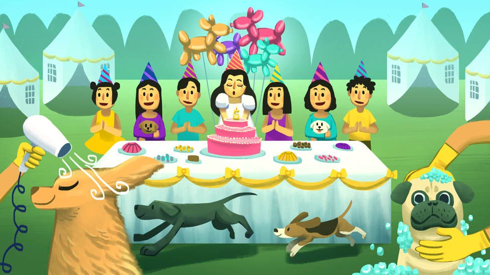 Illustration of birthday party