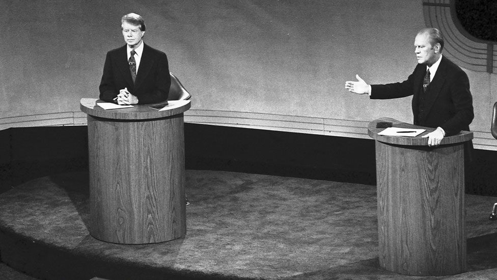 Jimmy Carter and Gerald Ford at a 1976 debate