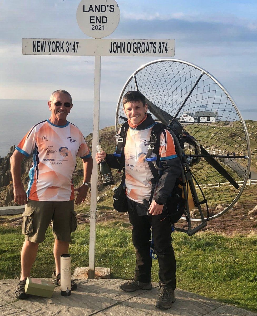 Alan Jones (left) and Daniel Jones at Land's End landmark