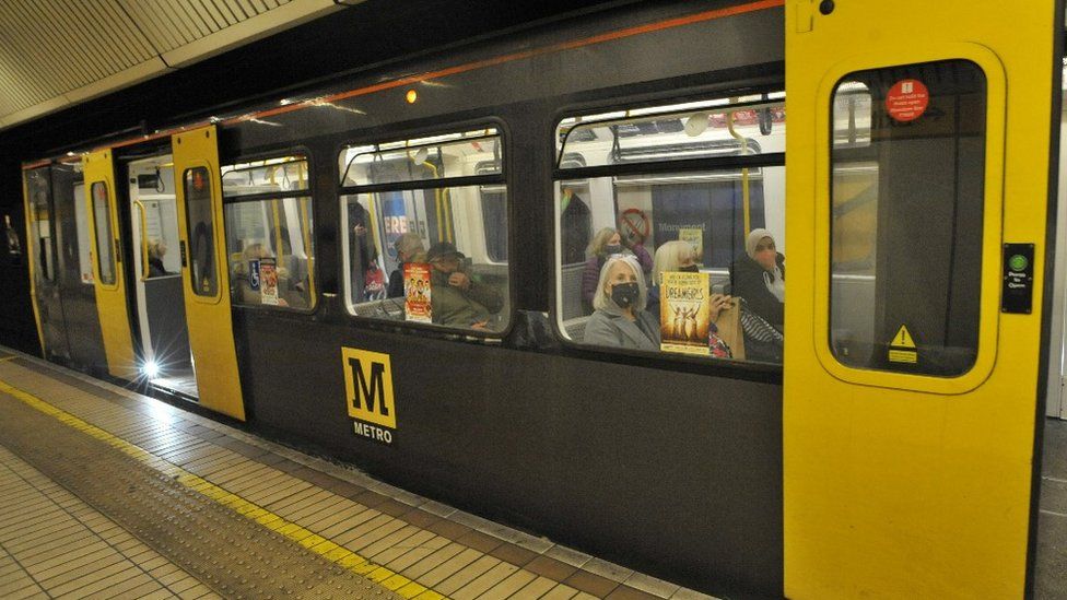 Metro train on the platform