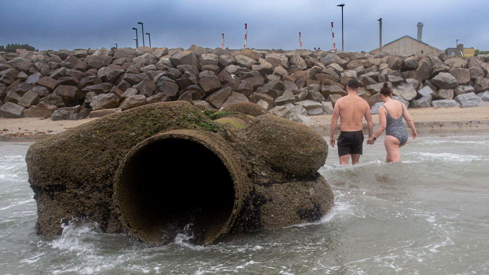 Outflow pipe into the sea in UK