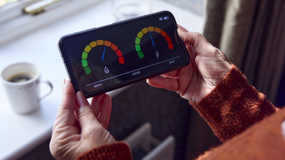 Woman holding smart meter