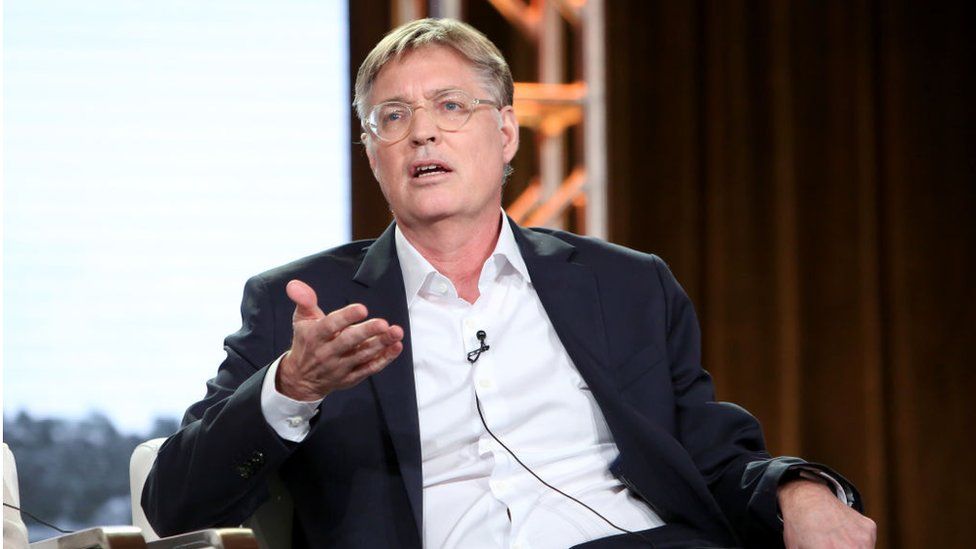 Mark Zwonitzer seen speaking at an entertainment panel in 2018
