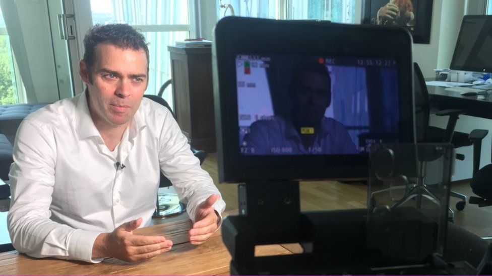 Maurice Op de Beek being interviewed on camera