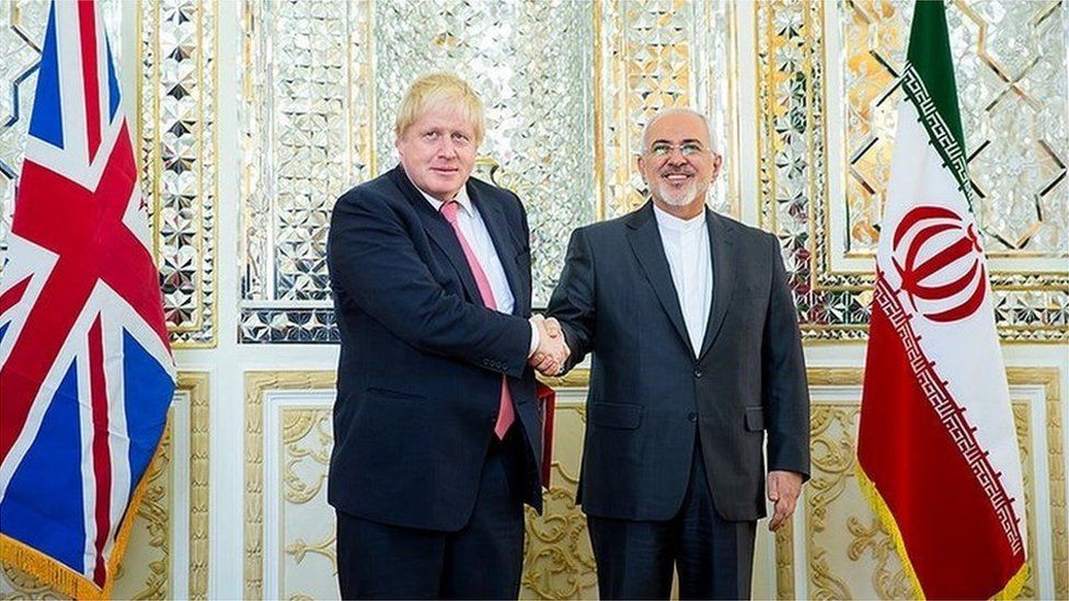 Boris Johnson with Javad Zarif