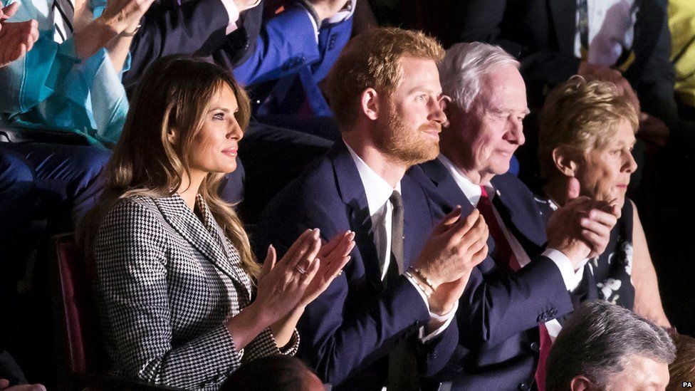 The First Lady of the United States Melania Trump and Prince Harry attend the Opening Ceremony of the 2017 Invictus Games