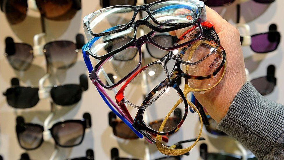 Glasses in optician