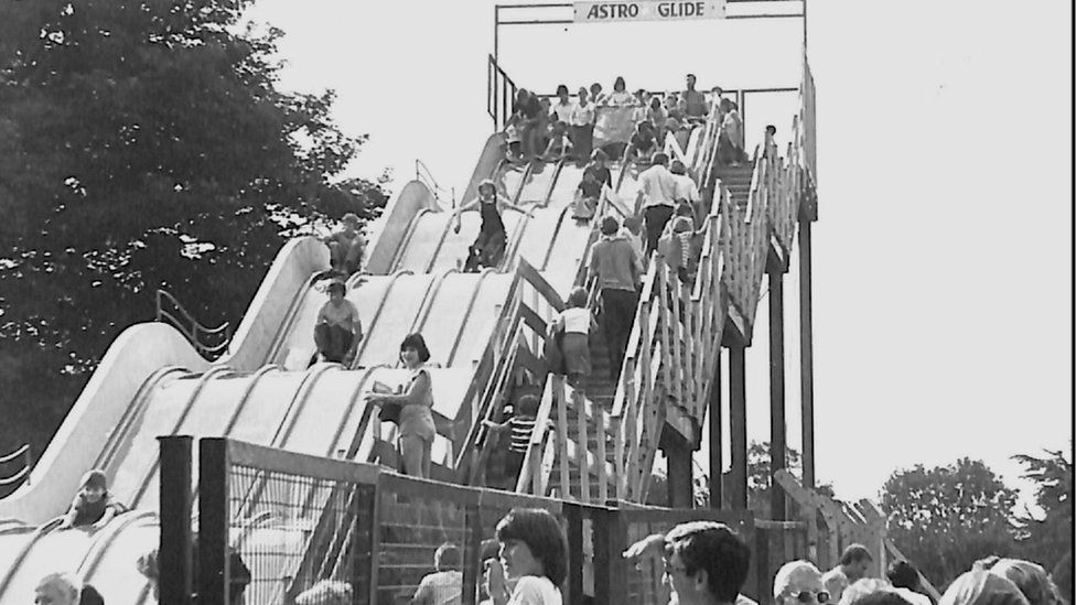 Large bumpy slide with people going down