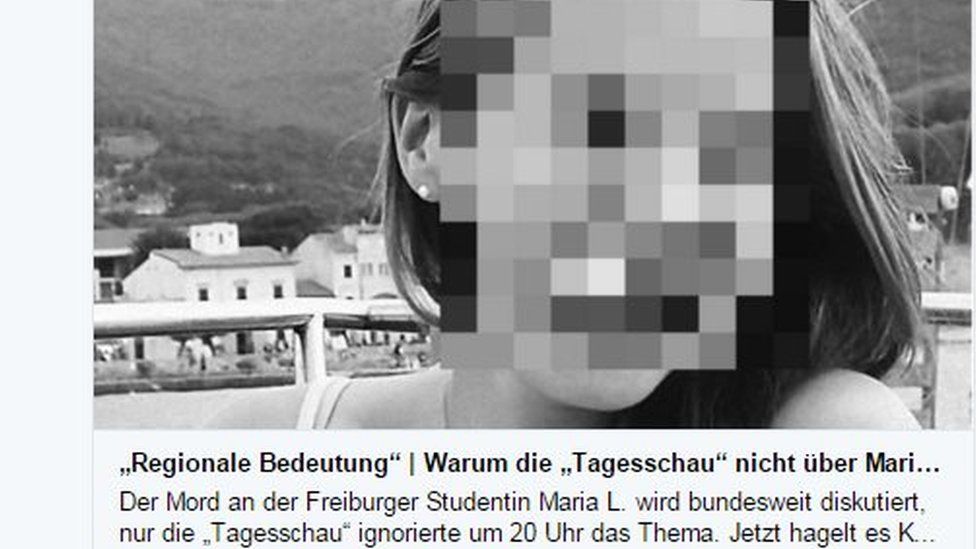 Tweet from German newspaper Bild showing picture of Maria with her face pixellated