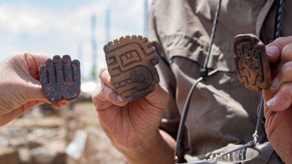 Pieces of pottery from the 3,000-year-old tomb