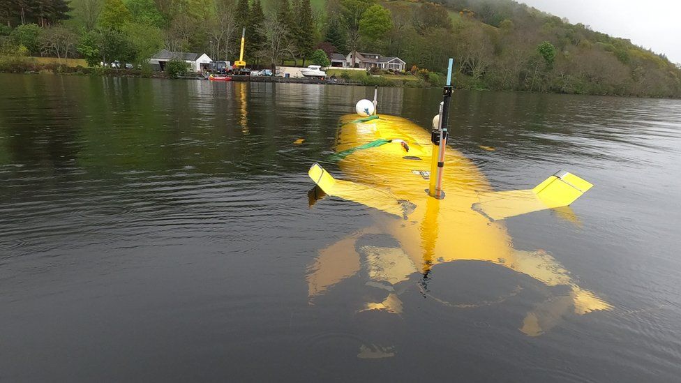 Robot submarine just below surface of Loch Ness