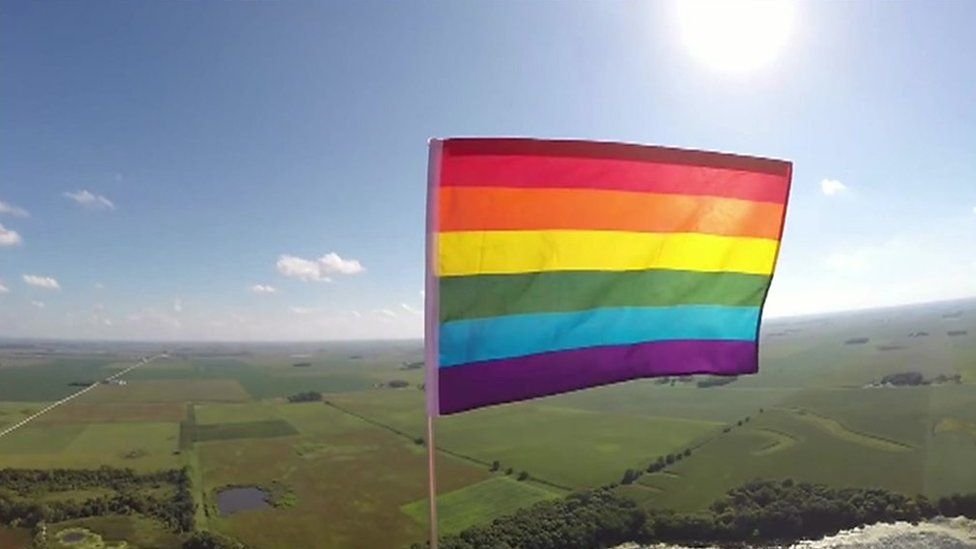 The rainbow flag on its journey into space