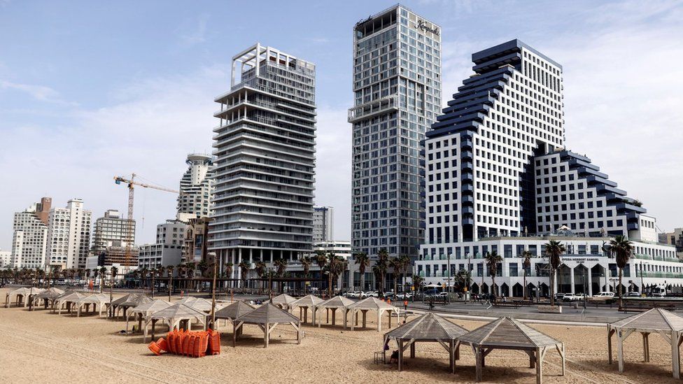 General view of a beach next to the Mediterranean Sea in Tel Aviv, Israel (1 November 2021)