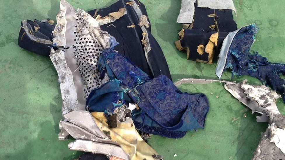 Egyptian army photograph of wreckage found during search for missing EgyptAir plane
