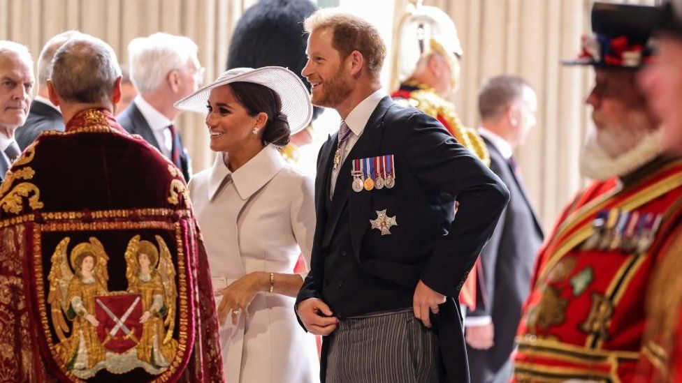 Prince Harry and Meghan at the Queen's thanksgiving service