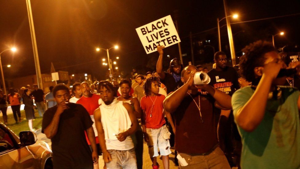 Protesters in Milwaukee, 14 Aug