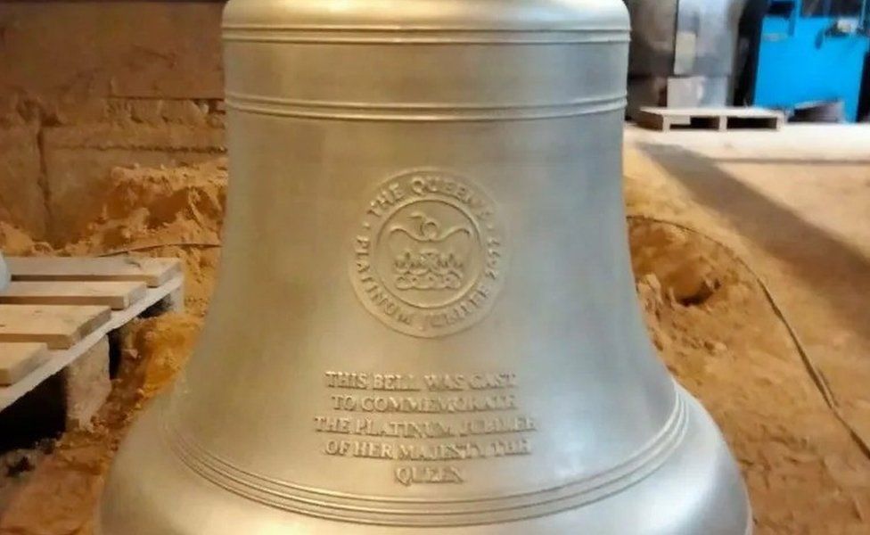 The new bell with the dedication to the Queen's Platinum Jubilee