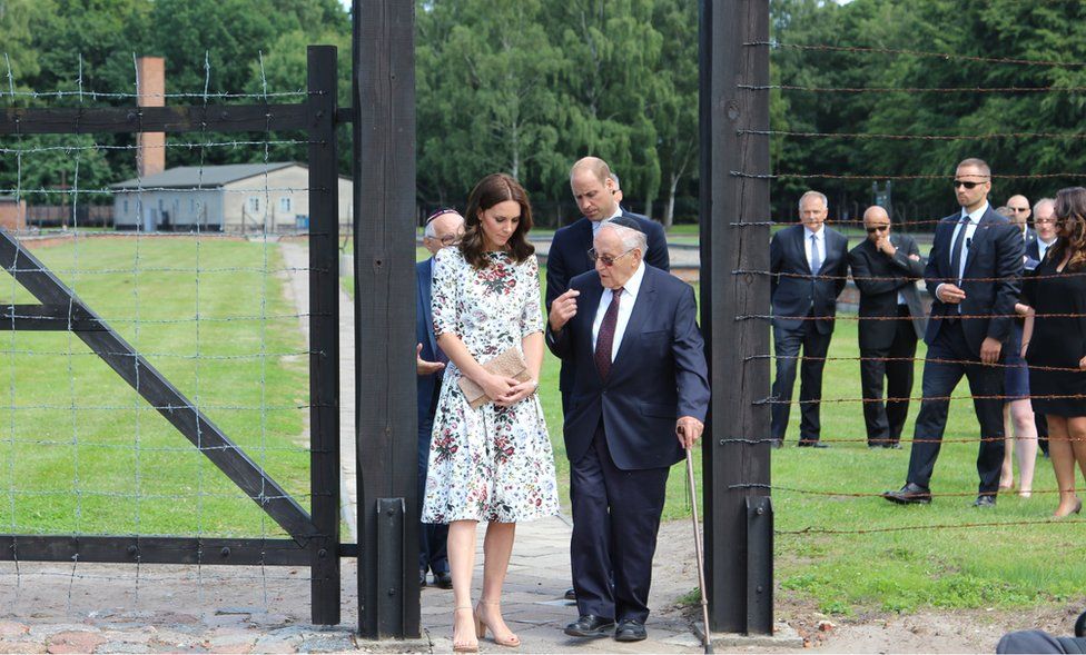 Survivor and co-plaintiff Manfred Goldberg returned to Stutthof in 2017 with the Prince and Princess of Wales