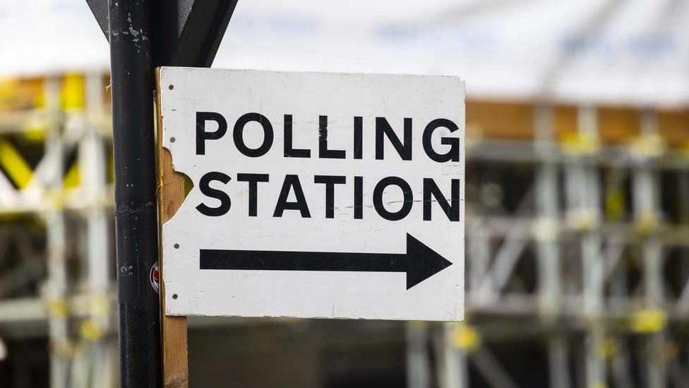 Polling station sign