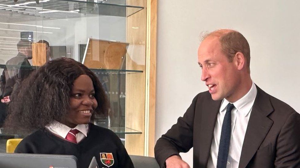 Prince William meets student at Fitzalan High School