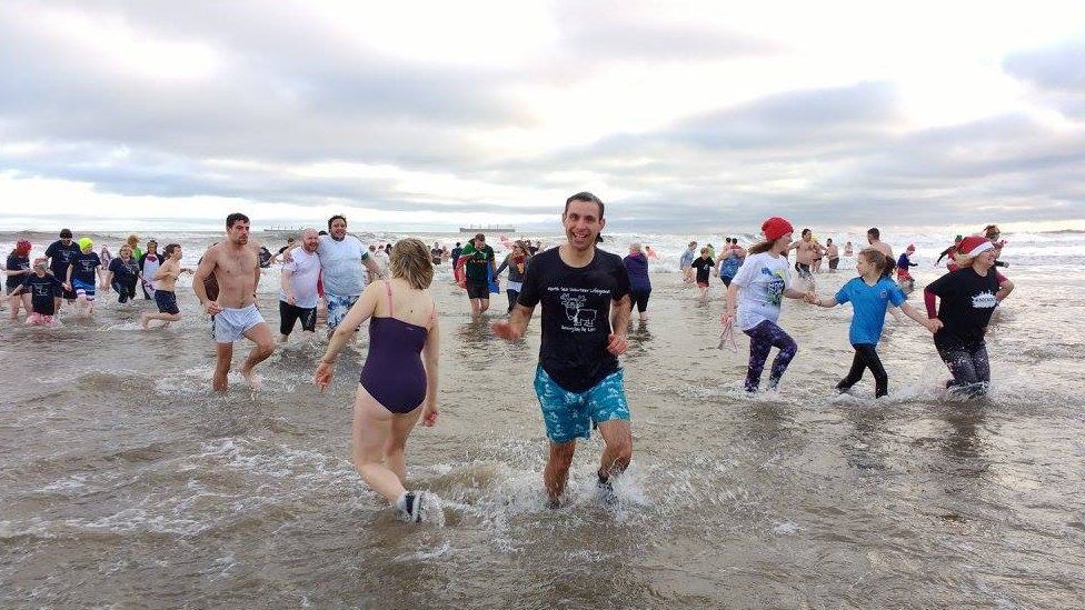 Boxing Day Dip swimmer at Tynemouth