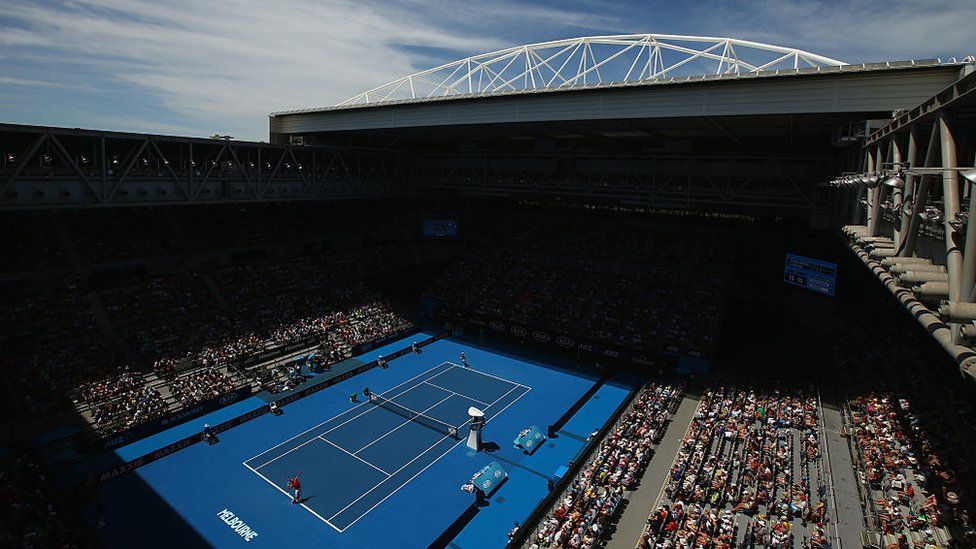 A general view of a match at the first day of the 2016 Australian Open