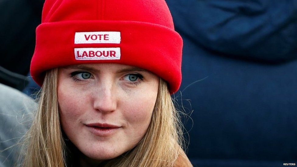 A Labour supporter at an election rally in Middlesbrough