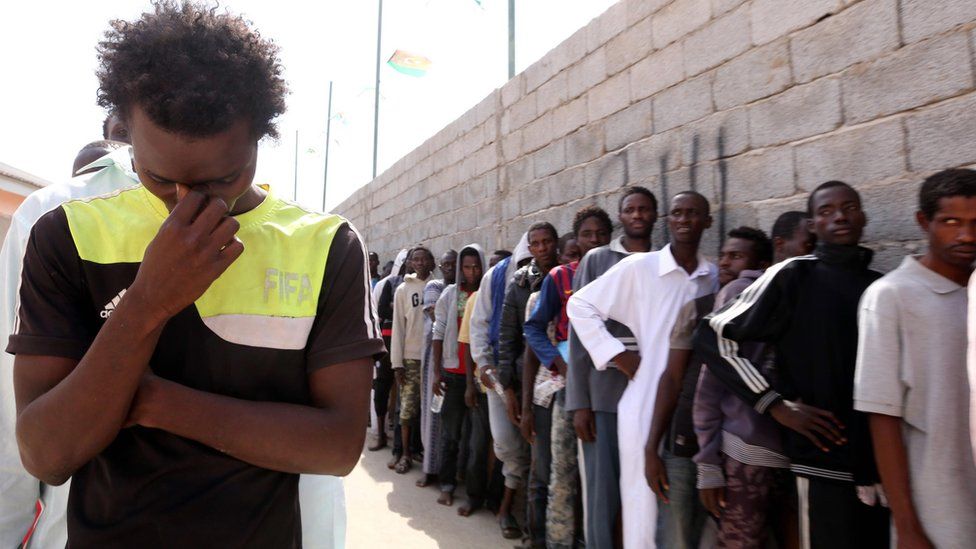 Rescued African migrants in Tripoli, Libya, 8 Oct 15