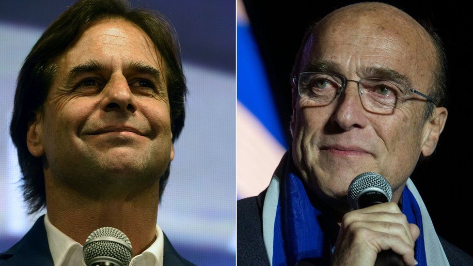 Uruguay's presidential candidates Luis Lacalle Pou and Daniel Martinez