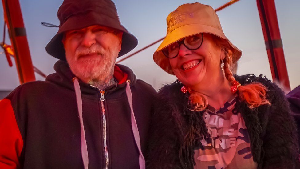Lee and Kazzy in a hot air balloon in Morocco