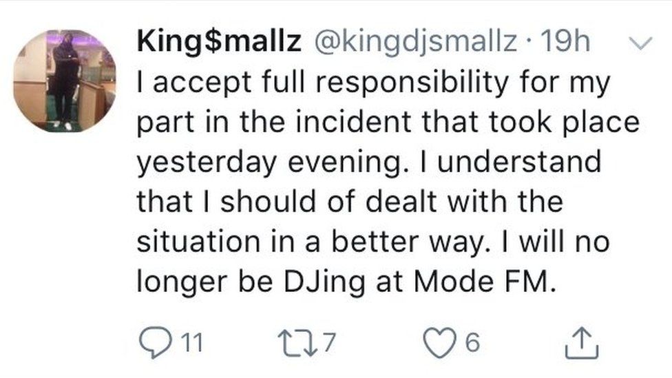 King Smallz tweet