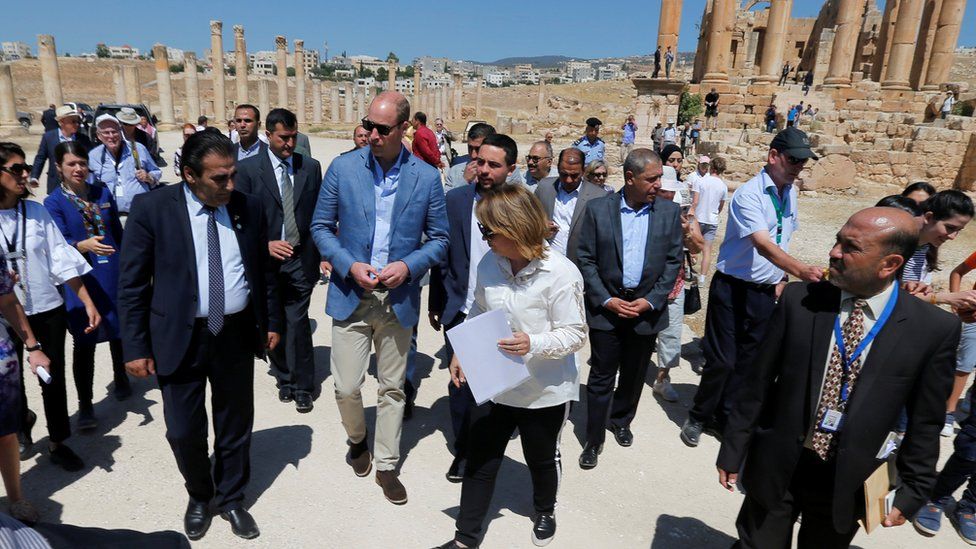 Prince William visits the ancient city of Jerash, Jordan
