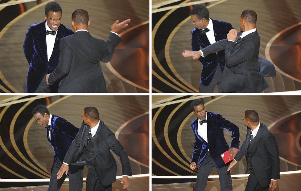 Will Smith hits Chris Rock on Oscars stage - BBC News