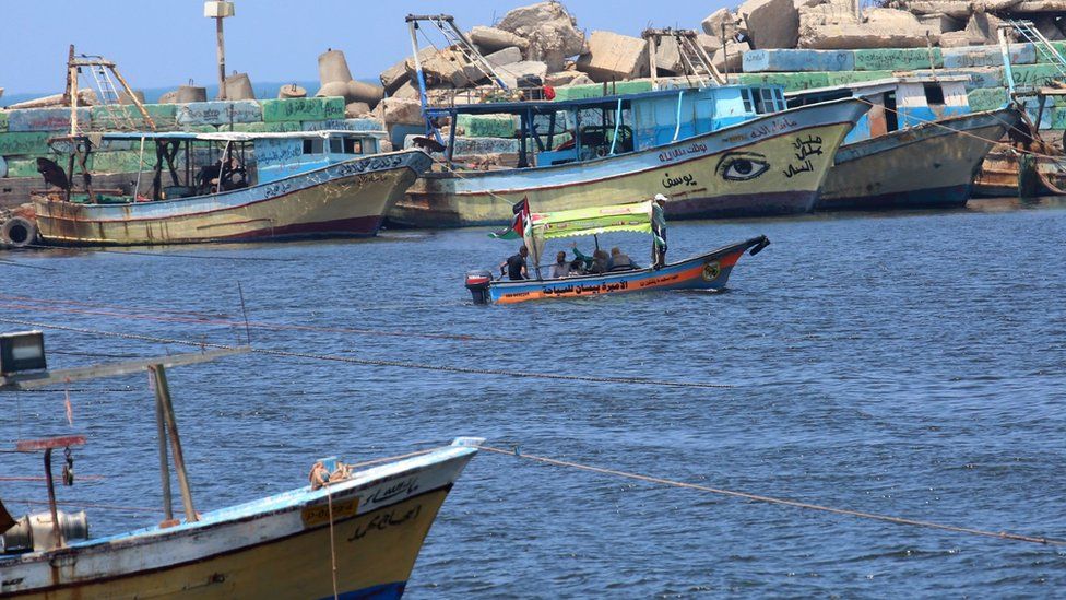 Fishing boats in Gaza's port (4 August 2018)