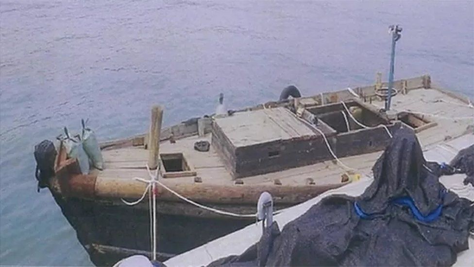 The boat used by Mr Kim's family to escape