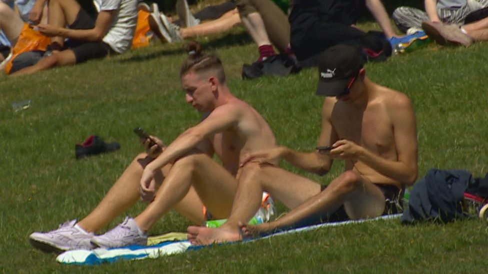 Sunbathers in Kelvingrove Park