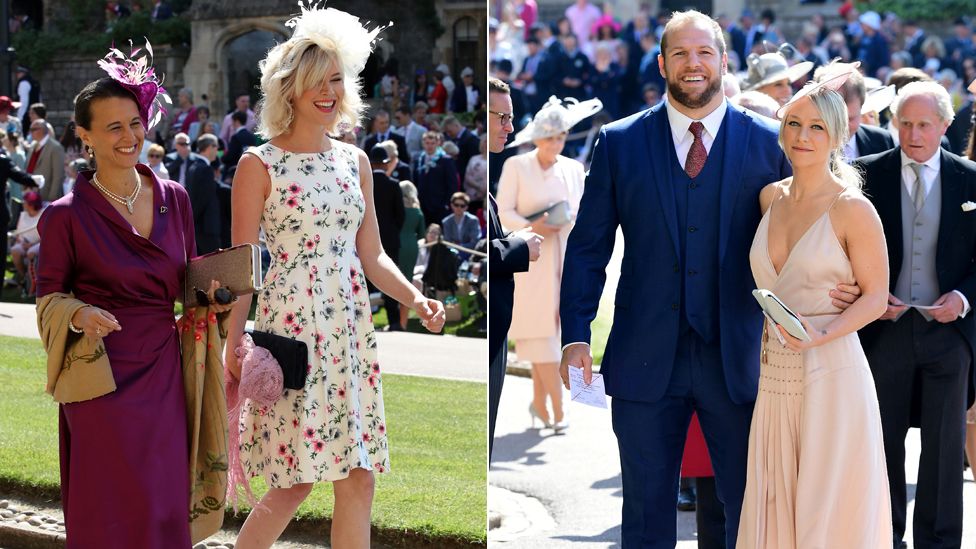 Singer Joss Stone in a floral dress and rugby player James Haskel arrived with his fiancee Chloe Madeley