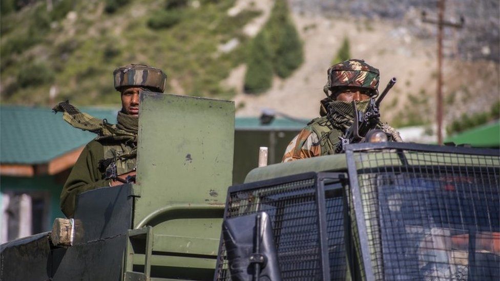 Indian troops near border with China