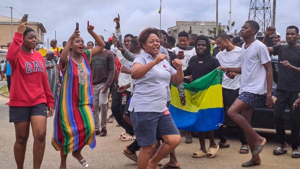 people celebrate in Libreville