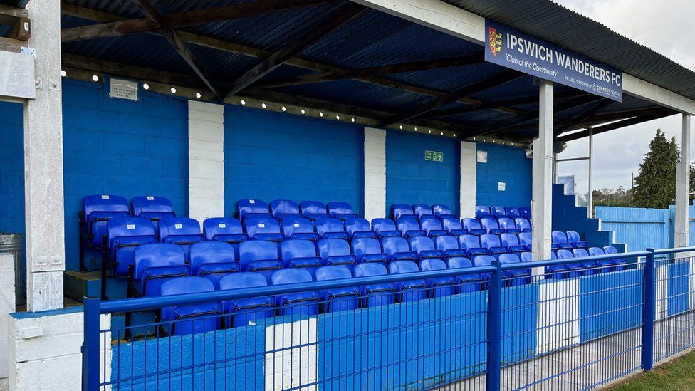 Blue seats at the stadium at Humber Doucy lane, matching their club colours