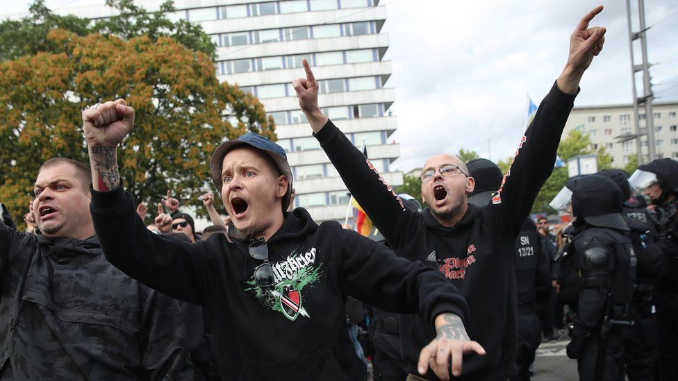 Right-wing protesters in Chemnitz on 27 August