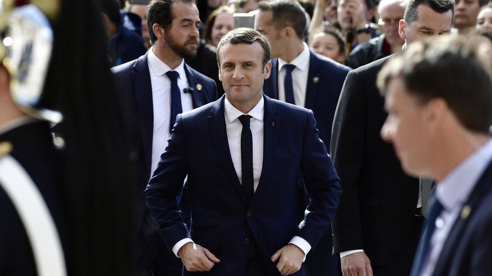 Emmanuel Macron after his inauguration as president on 14 May