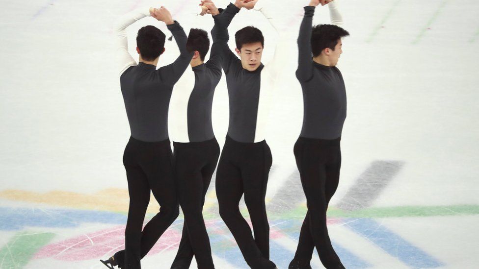 A multiple exposure image shows Nathan Chen in action