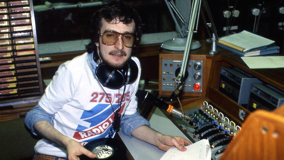 Steve Wright at a Radio 1 studio in the 1970s