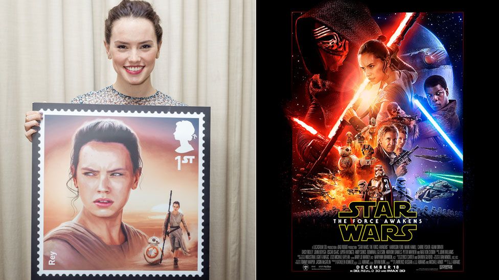 REY & FINN MINT COND. 2 U.S STAR WARS THE FORCE AWAKENS POSTAGE STAMPS 