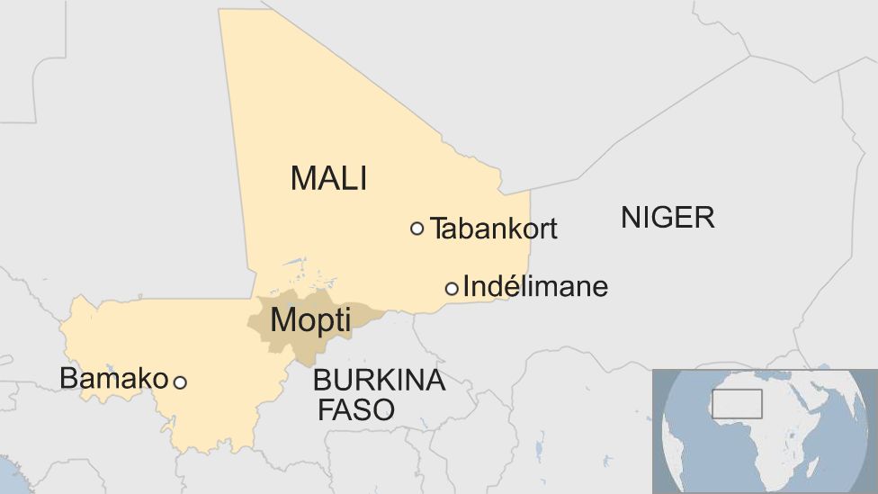 Map of Mali and it's neighbours Burkina Faso and Niger