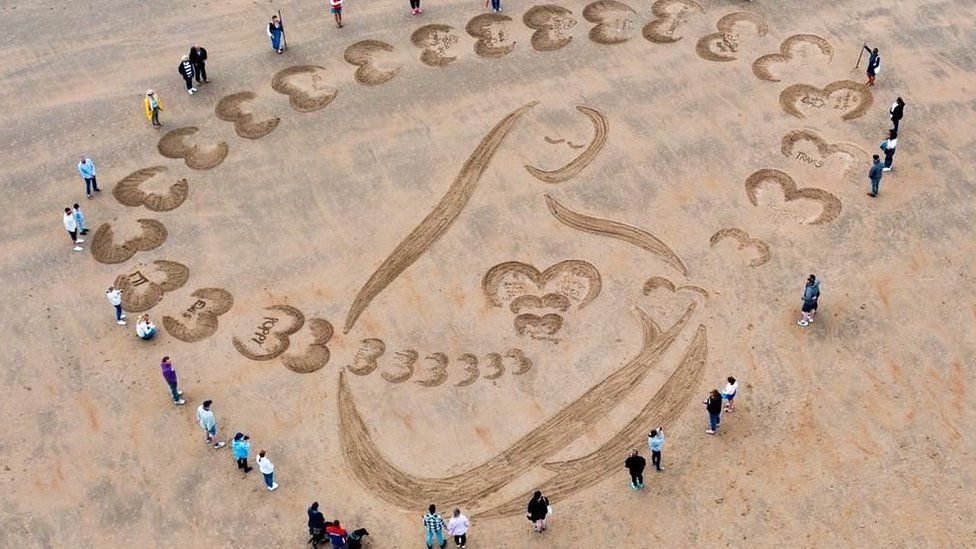 Beach art in the sand