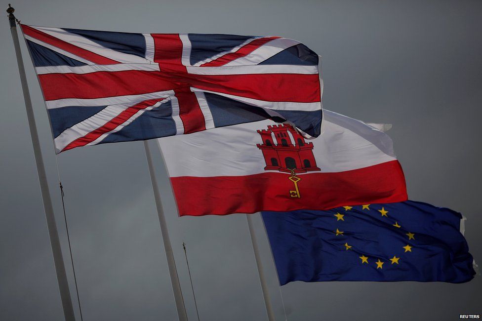 Flags of the UK, Gibraltar and the EU